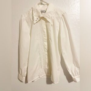 Witt White Vintage Button down Blouse Size 8